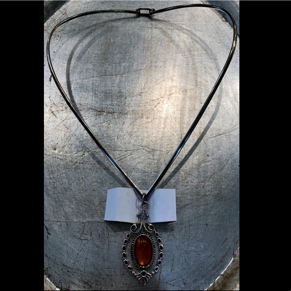 Vintage genuine amber and 925 silver pendant - Picture 6 of 7